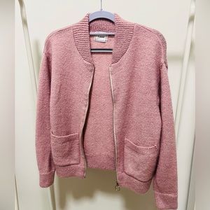 [Korean Brand] Justine, nasa, knit zip cardigan, pink, S/M, Like new.